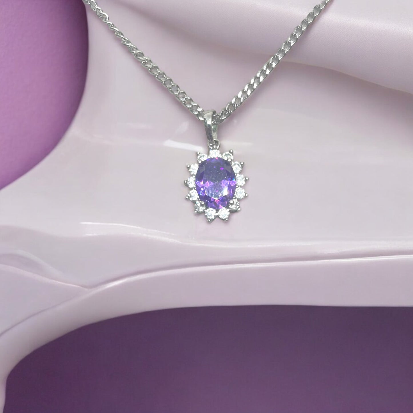 Collana in acciaio Violet Kate con zirconi